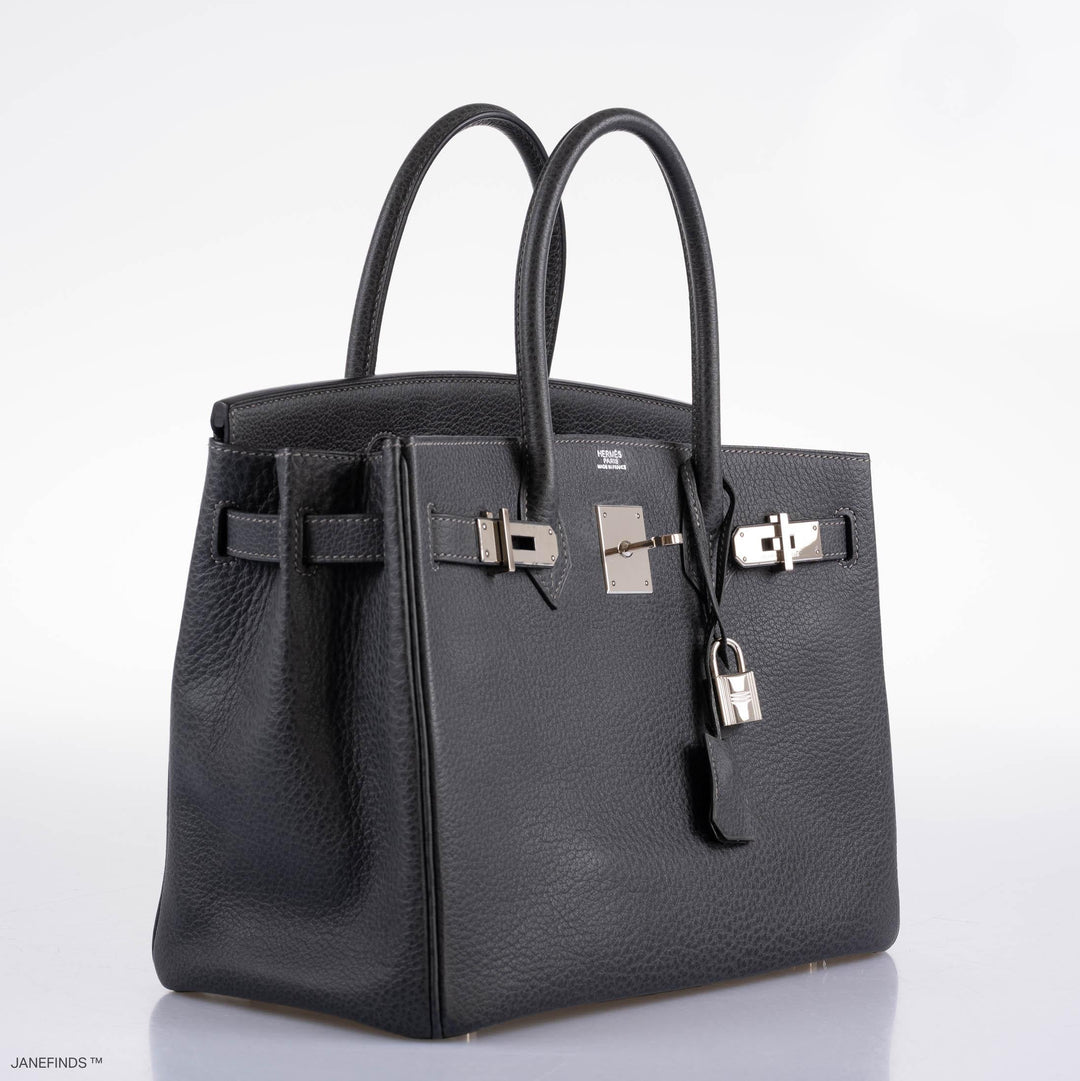 Top quality Hermes Birkin 30 Graphite Buffalo with Palladium Hardware - 2005, I Square