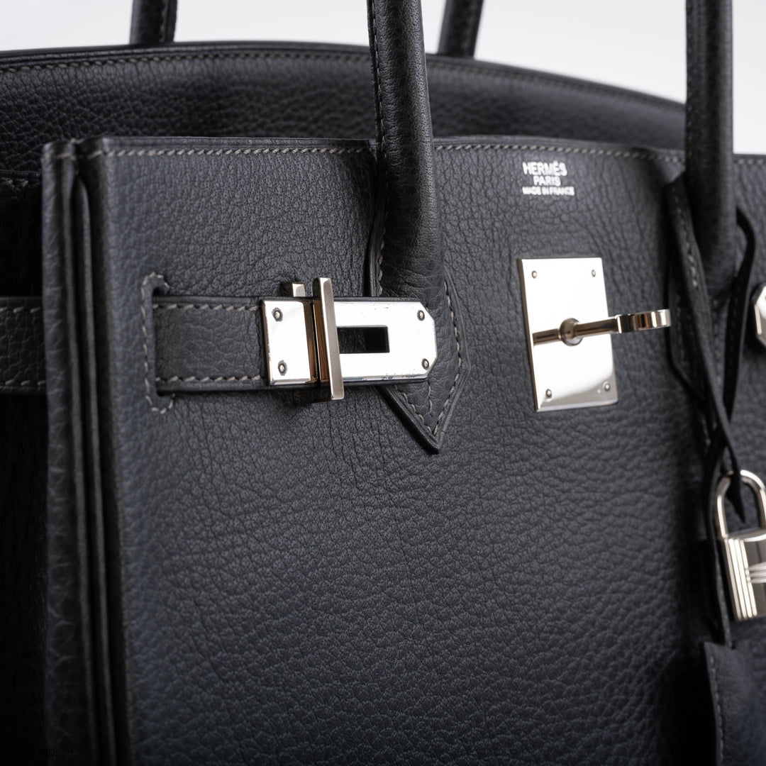 Top quality Hermes Birkin 30 Graphite Buffalo with Palladium Hardware - 2005, I Square