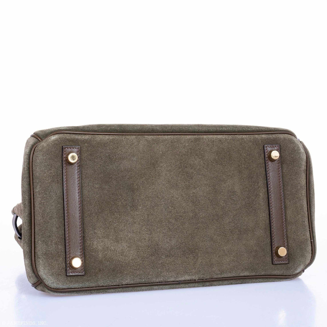 Hermes Birkin 30 Grizzly Vert de Gris Suede & Veau Swift Permabrass Hardware - Special Edition