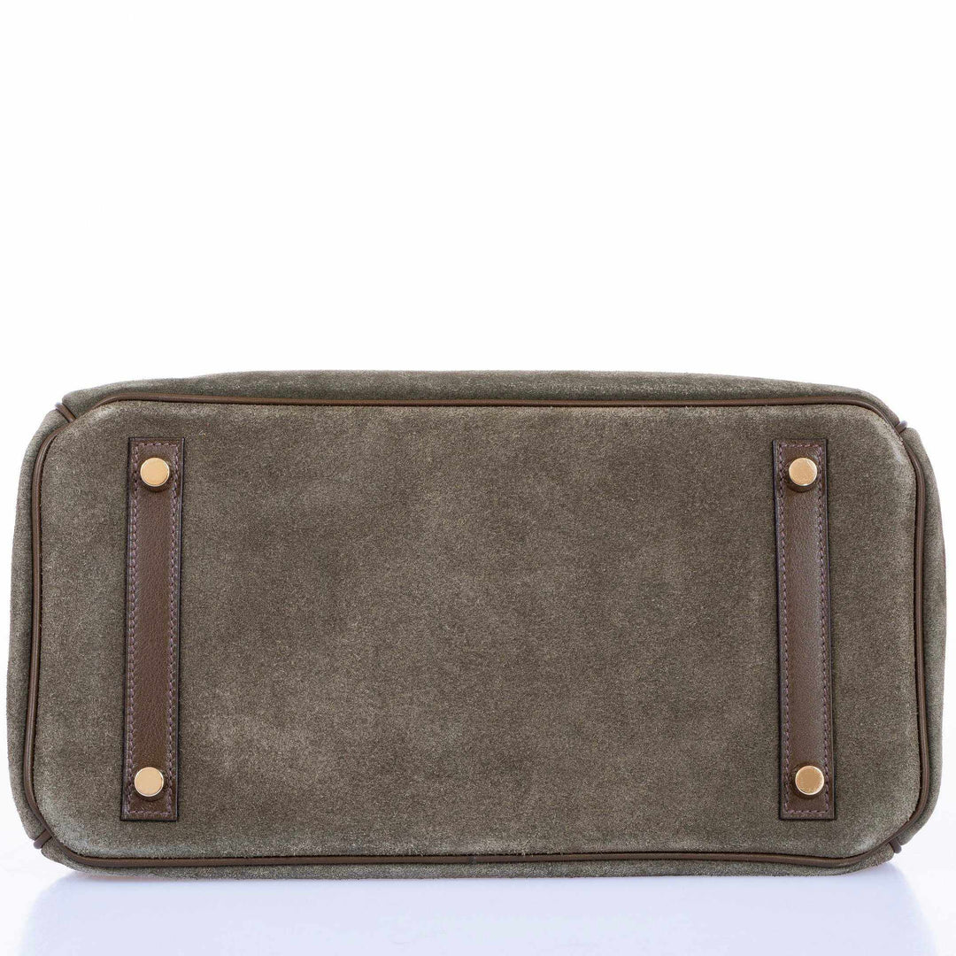 Hermes Birkin 30 Grizzly Vert de Gris Suede & Veau Swift Permabrass Hardware - Special Edition