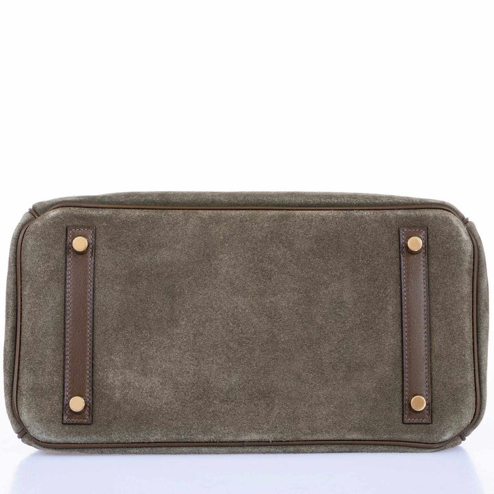 Hermes Birkin 30 Grizzly Vert de Gris Suede & Veau Swift Permabrass Hardware - Special Edition