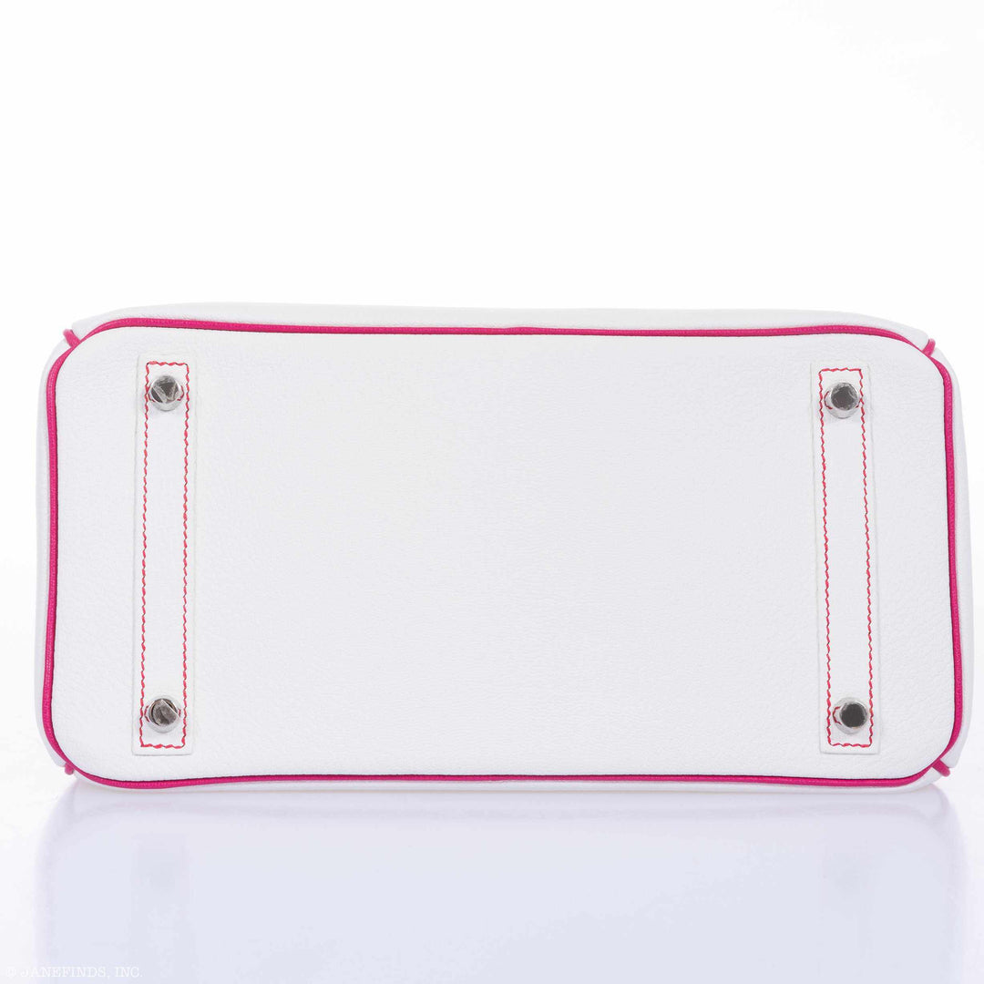 Hermes Birkin 30 HSS Bi-Color White & Fuchsia Chevre Palladium Hardware