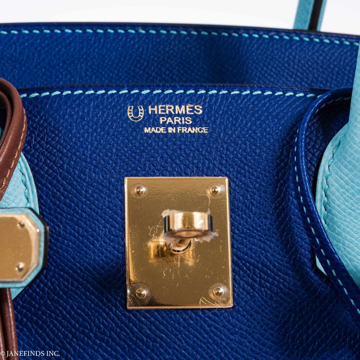 Hermes Birkin 30 HSS Blue Electric & Blue Atoll Epsom Gold Hardware