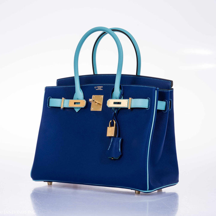 Hermes Birkin 30 HSS Blue Electric & Blue Atoll Epsom Gold Hardware