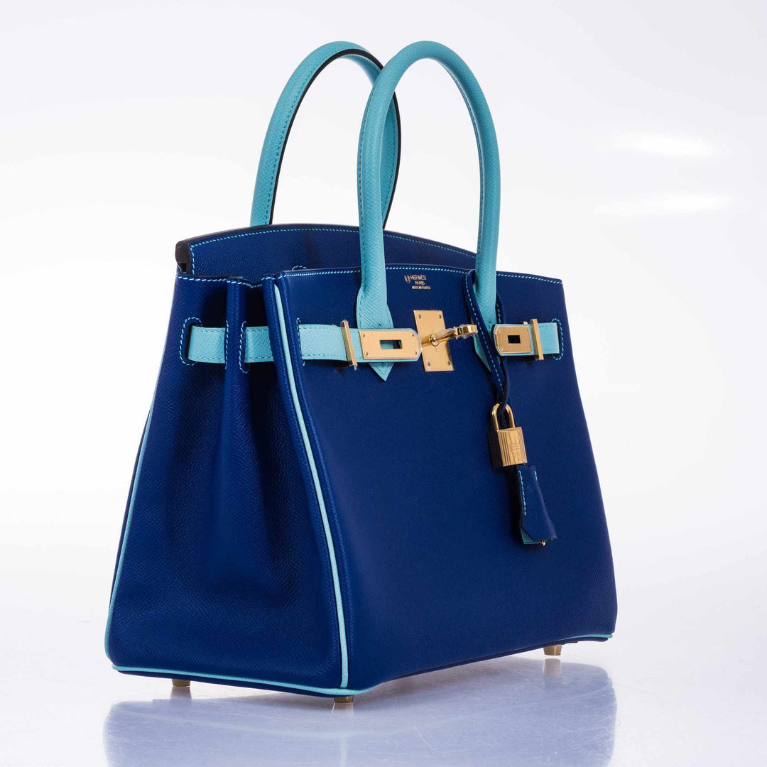 Hermes Birkin 30 HSS Blue Electric & Blue Atoll Epsom Gold Hardware