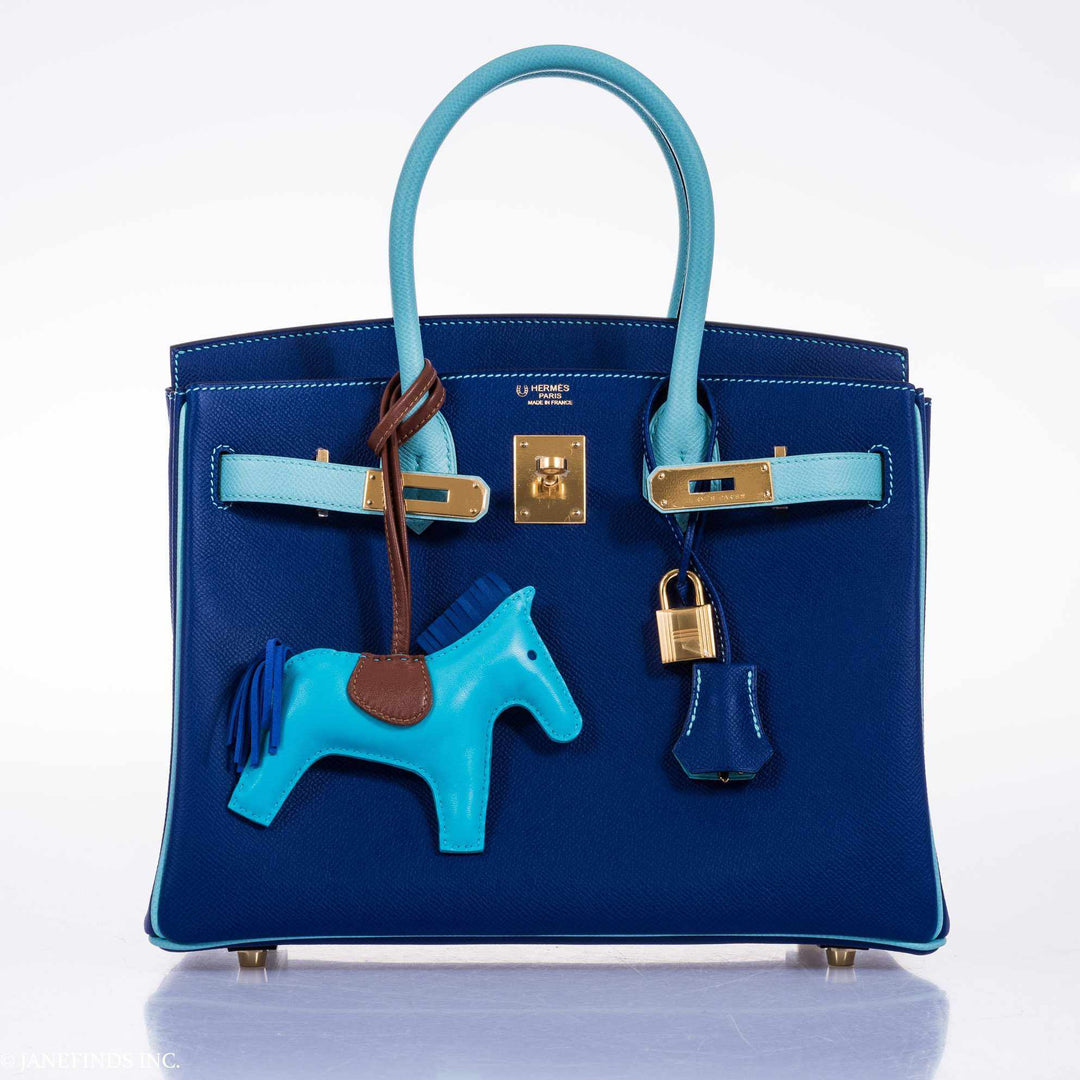 Hermes Birkin 30 HSS Blue Electric & Blue Atoll Epsom Gold Hardware