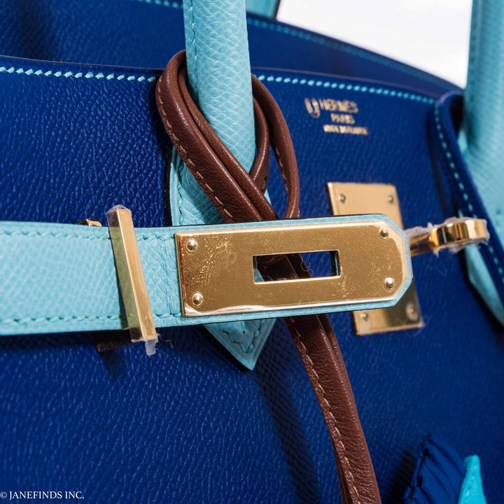 Hermes Birkin 30 HSS Blue Electric & Blue Atoll Epsom Gold Hardware