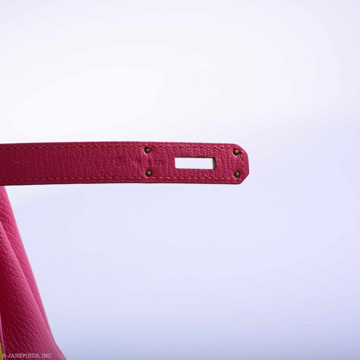 Hermes Birkin 30 HSS Rose Lipstick, Blue Aztec & Cumin Chevre Leather Brushed Gold Hardware - 2014, R Squared