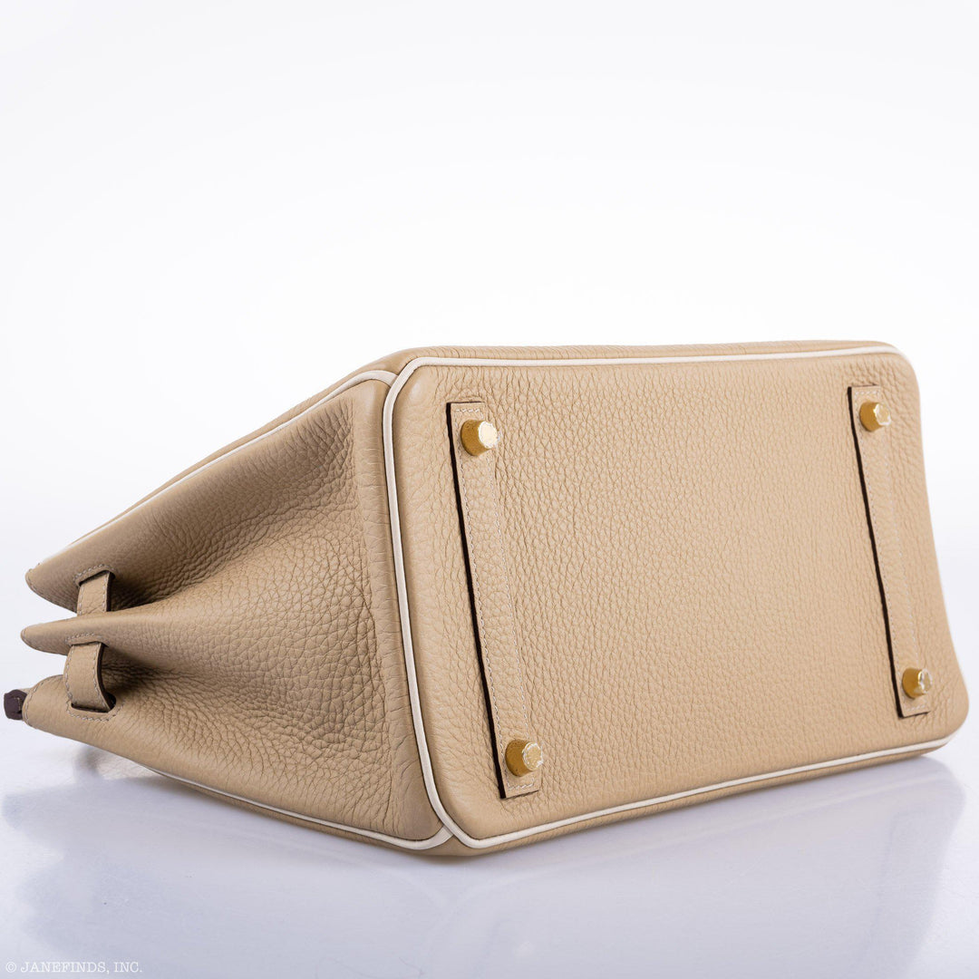 Top quality Hermes Birkin 30 HSS Trench & Craie Piping Togo Brushed Gold Hardware - 2016, X