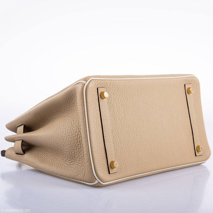Top quality Hermes Birkin 30 HSS Trench & Craie Piping Togo Brushed Gold Hardware - 2016, X