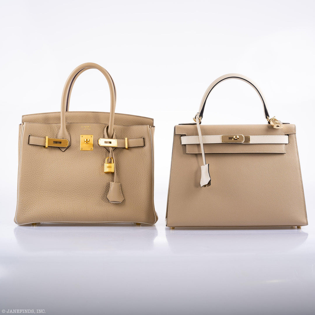 Top quality Hermes Birkin 30 HSS Trench & Craie Piping Togo Brushed Gold Hardware - 2016, X