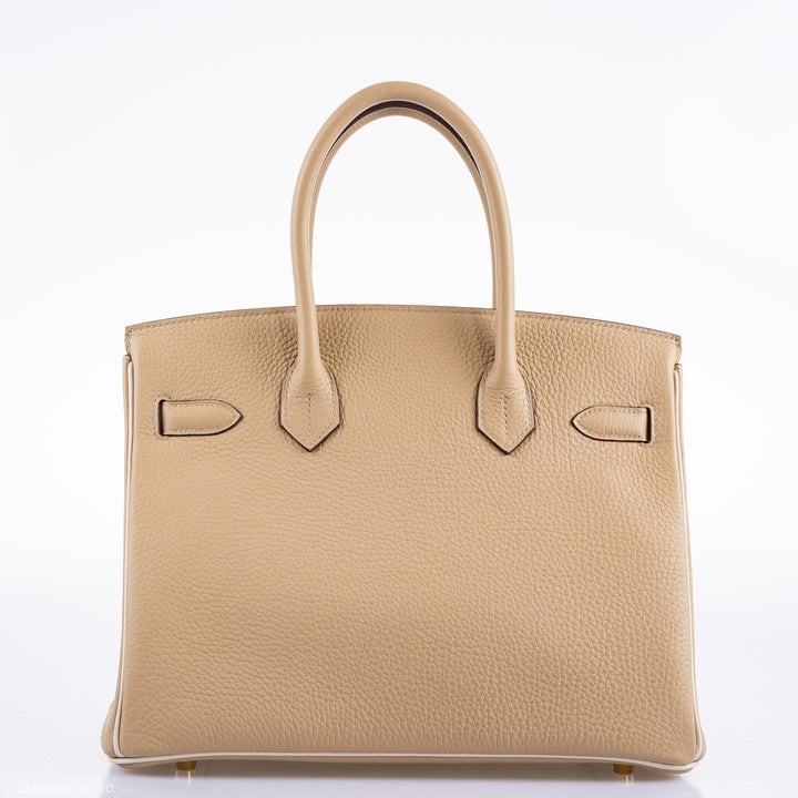 Top quality Hermes Birkin 30 HSS Trench & Craie Piping Togo Brushed Gold Hardware - 2016, X