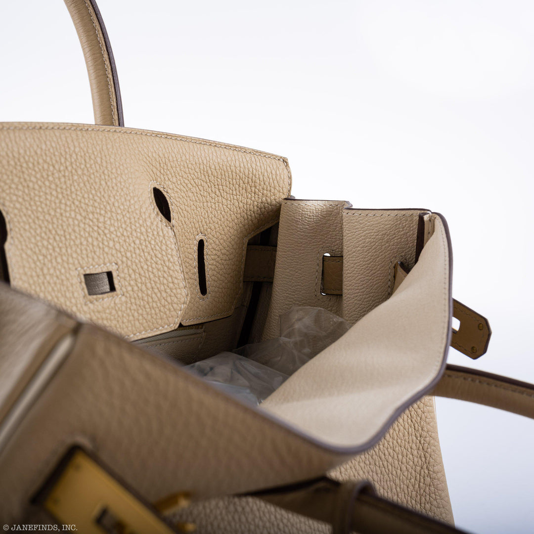 Top quality Hermes Birkin 30 HSS Trench & Craie Piping Togo Brushed Gold Hardware - 2016, X