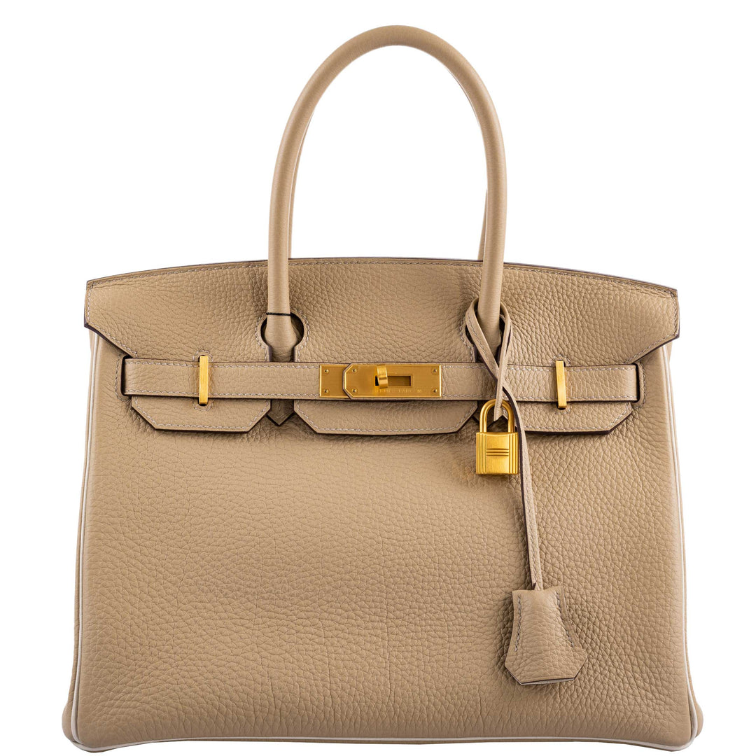 Hermes Birkin 30 HSS Trench & Craie Piping Togo Brushed Gold Hardware - 2016, X