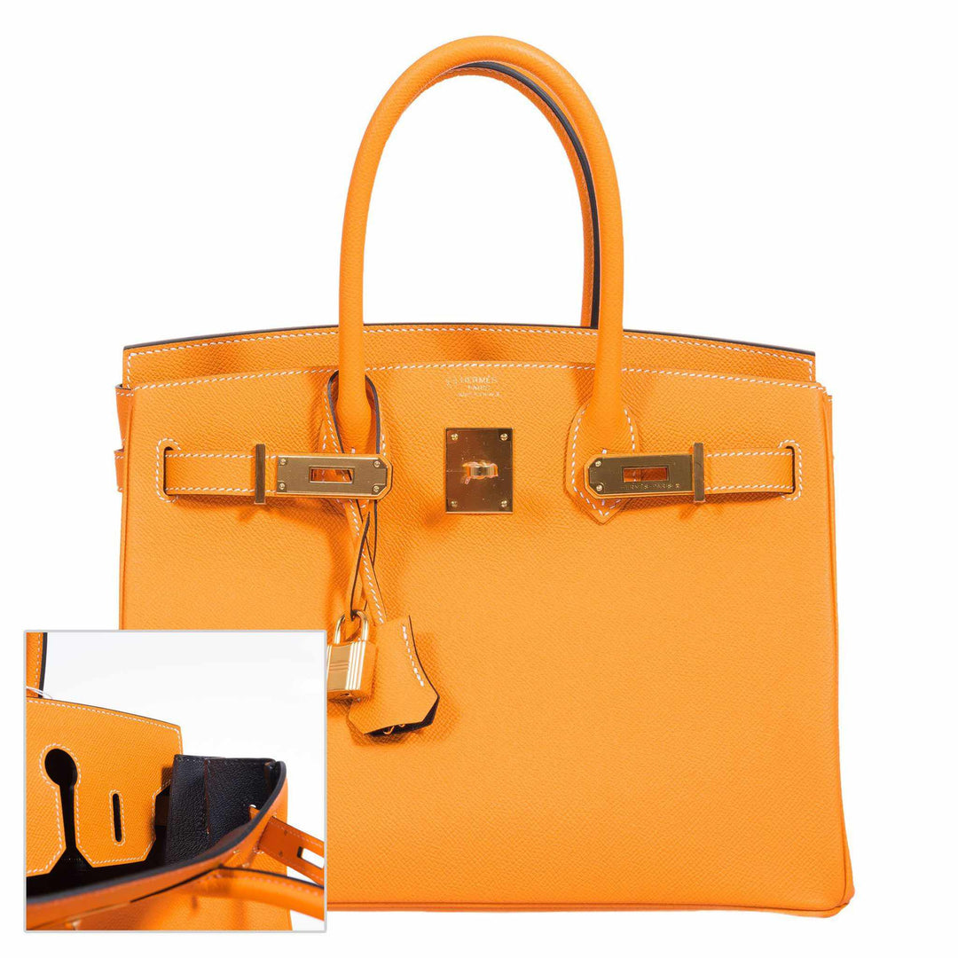 Hermes Birkin 30 Jaune D'Or & Blue Marine Epsom Palladium Hardware