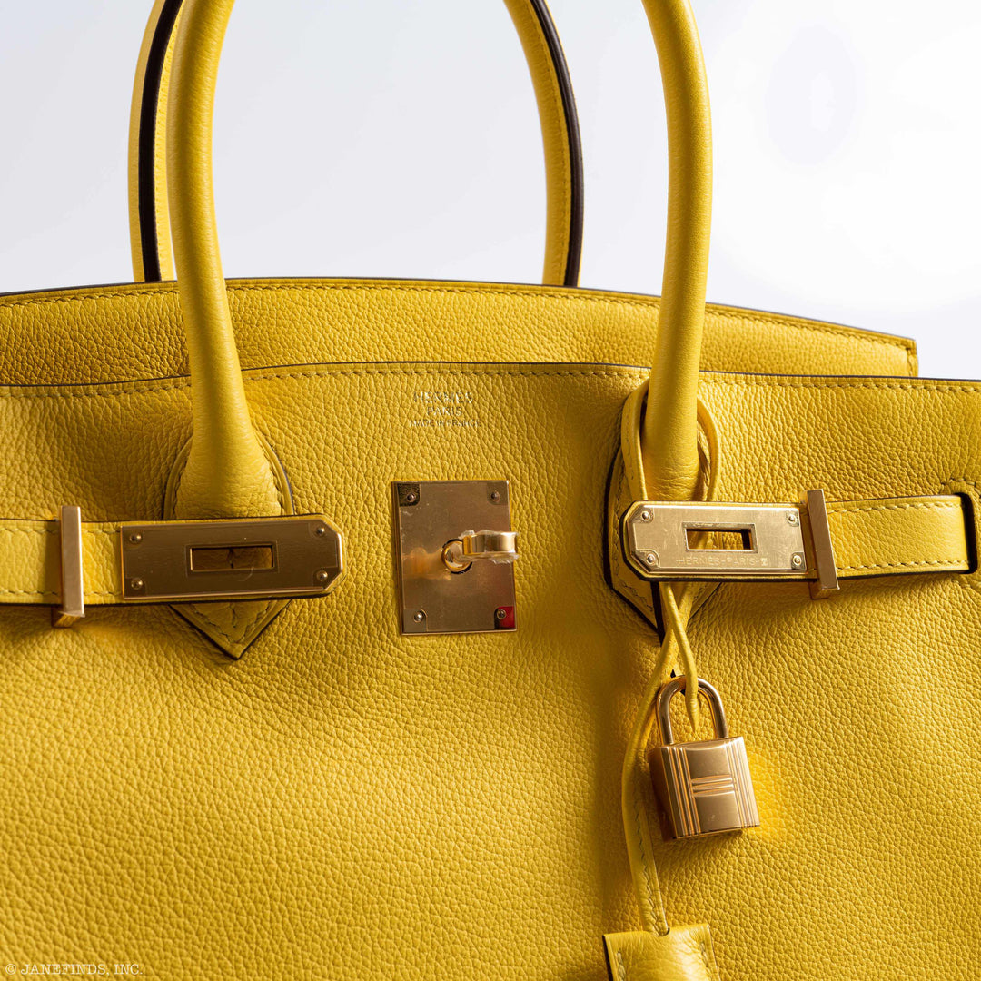 Hermes Birkin 30 Jaune De Naples Taurillon Novillo Gold Hardware