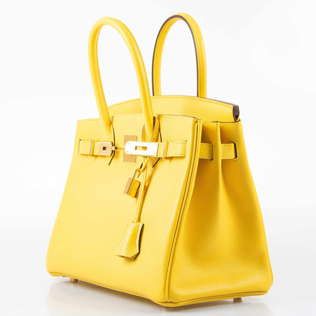 Top quality Hermes Birkin 30 Jaune de Naples Taurillon Novillo Gold Hardware