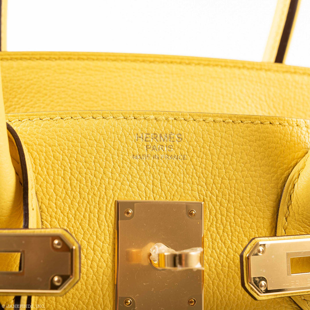 Top quality Hermes Birkin 30 Jaune de Naples Taurillon Novillo Gold Hardware