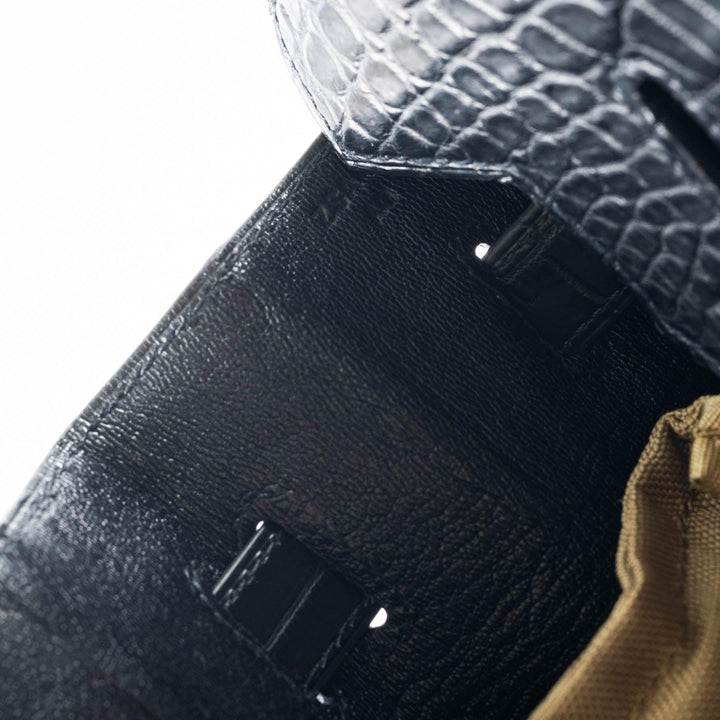 Hermes Birkin 30 Matte Black Porosus Crocodile Gold Hardware