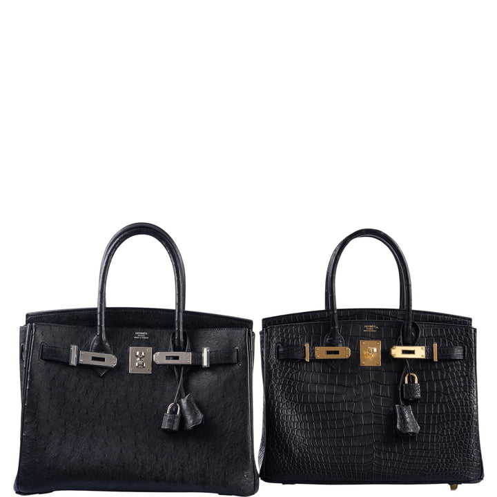 Hermes Birkin 30 Matte Black Porosus Crocodile Gold Hardware