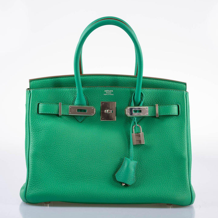 Top quality Hermes Birkin 30 Menthe Clemence with Palladium Hardware - 2012, P Square