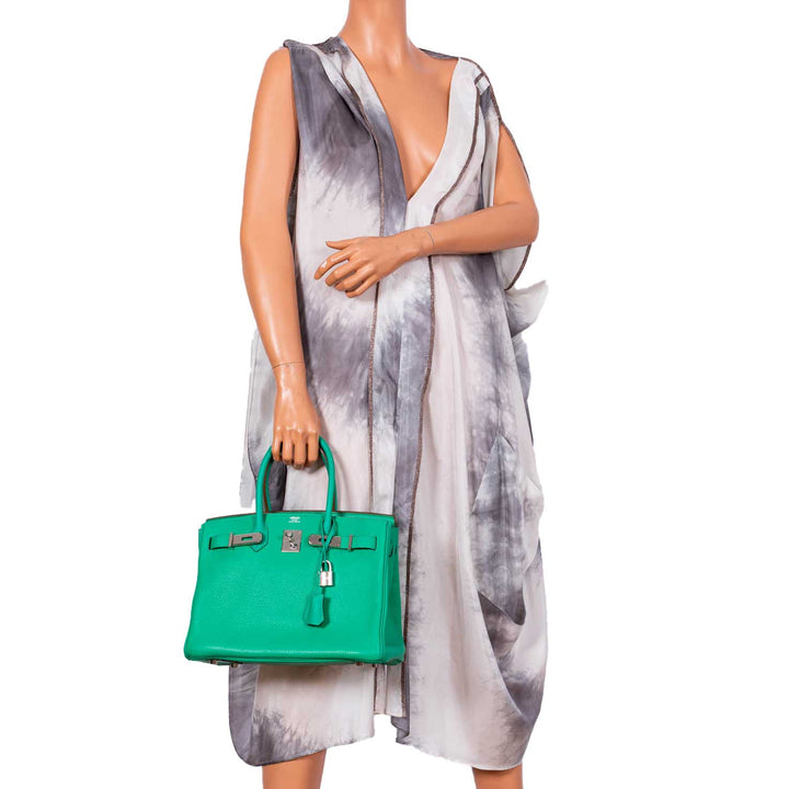 Top quality Hermes Birkin 30 Menthe Clemence with Palladium Hardware - 2012, P Square
