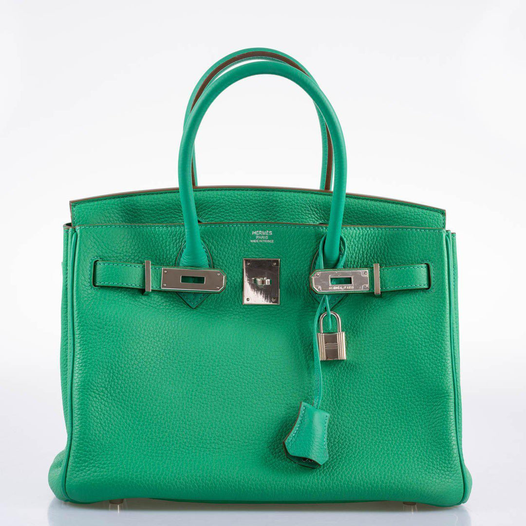 Top quality Hermes Birkin 30 Menthe Clemence with Palladium Hardware - 2012, P Square