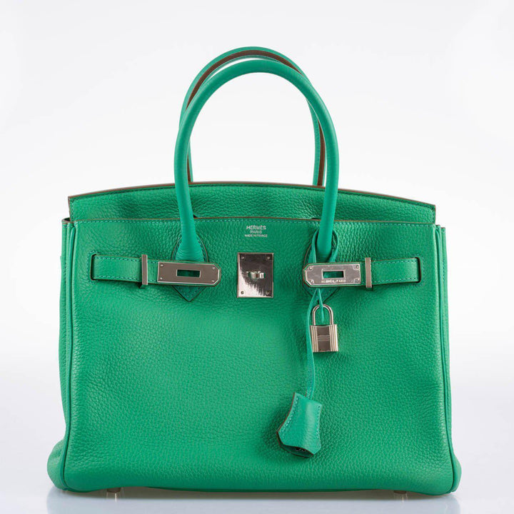 Top quality Hermes Birkin 30 Menthe Clemence with Palladium Hardware - 2012, P Square