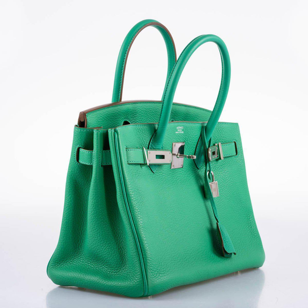 Top quality Hermes Birkin 30 Menthe Clemence with Palladium Hardware - 2012, P Square
