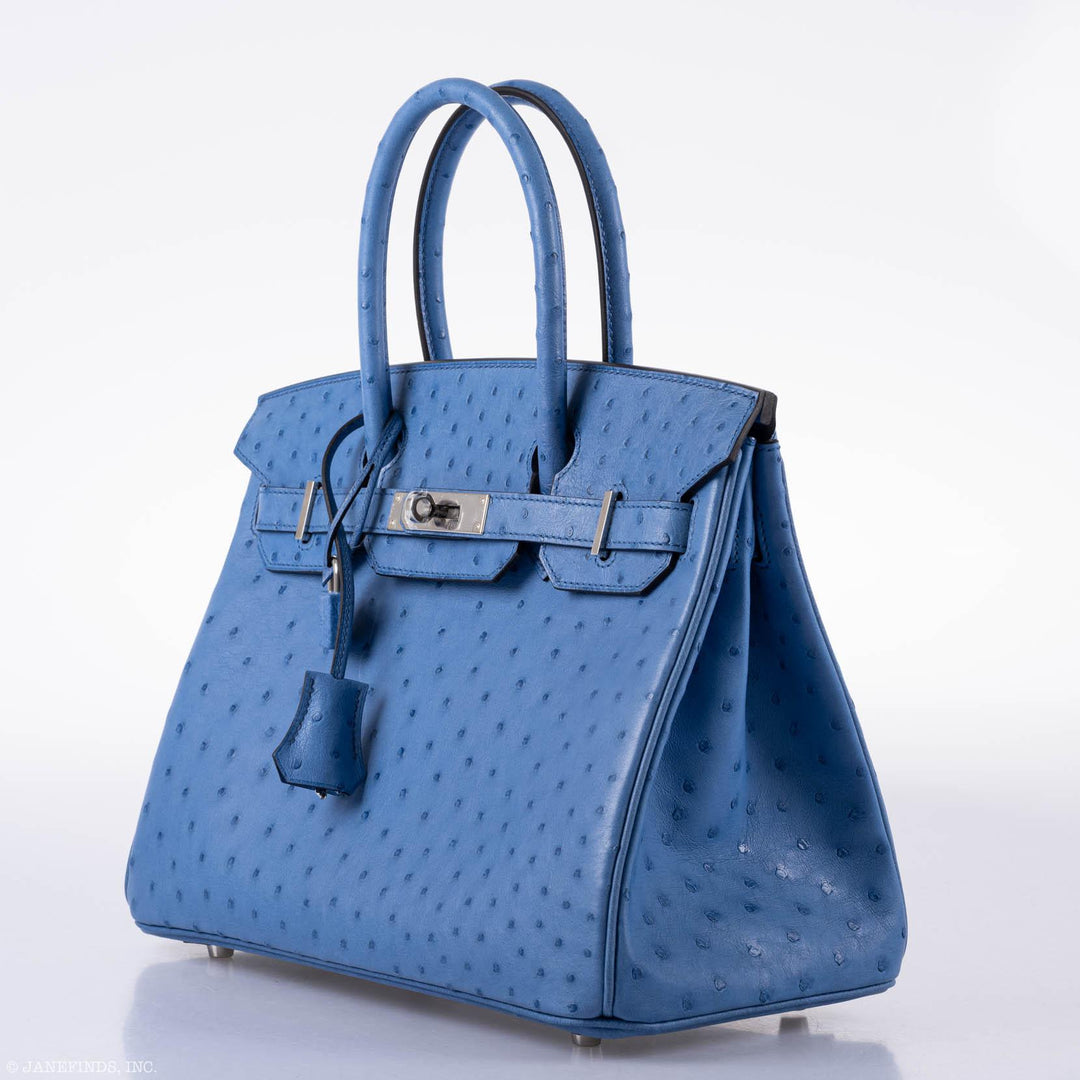 Top quality Hermes Birkin 30 Mykonos Ostrich Palladium Hardware - 2016, A