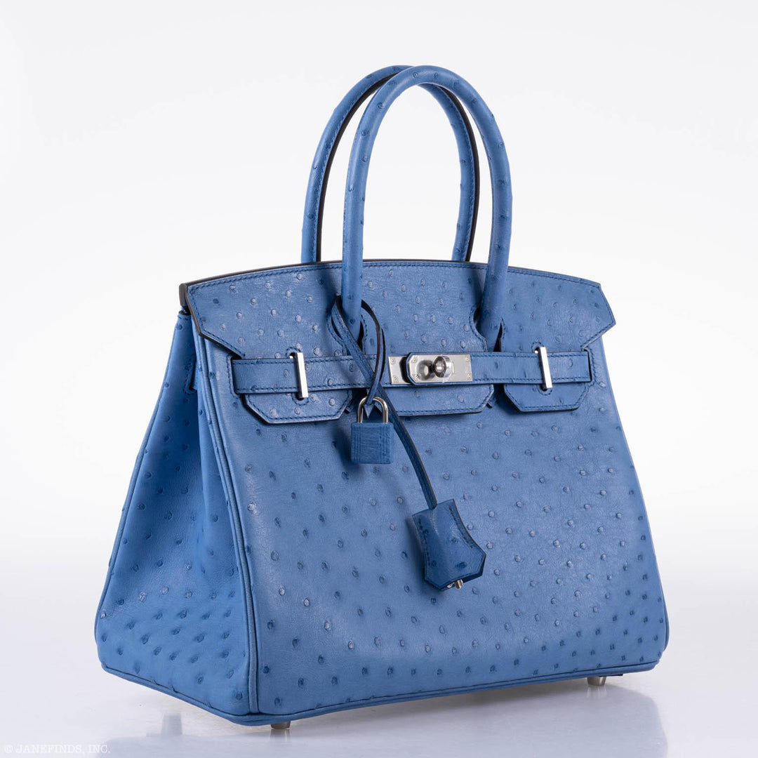 Top quality Hermes Birkin 30 Mykonos Ostrich Palladium Hardware - 2016, A