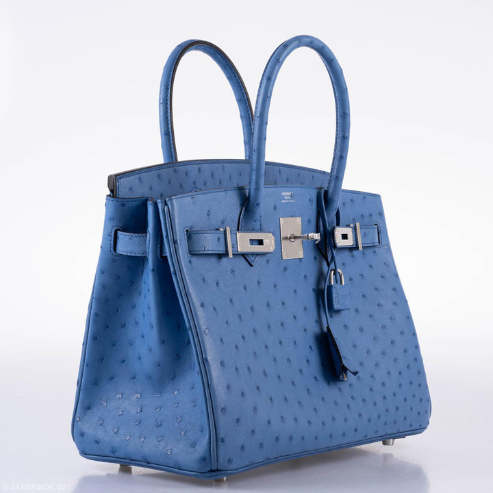 Top quality Hermes Birkin 30 Mykonos Ostrich Palladium Hardware - 2016, A