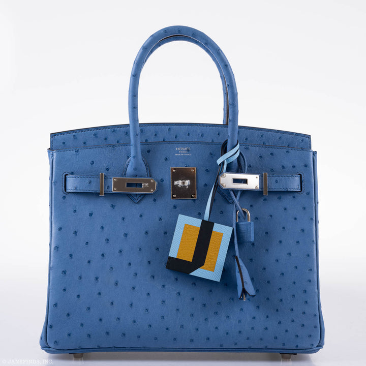 Top quality Hermes Birkin 30 Mykonos Ostrich Palladium Hardware - 2016, A
