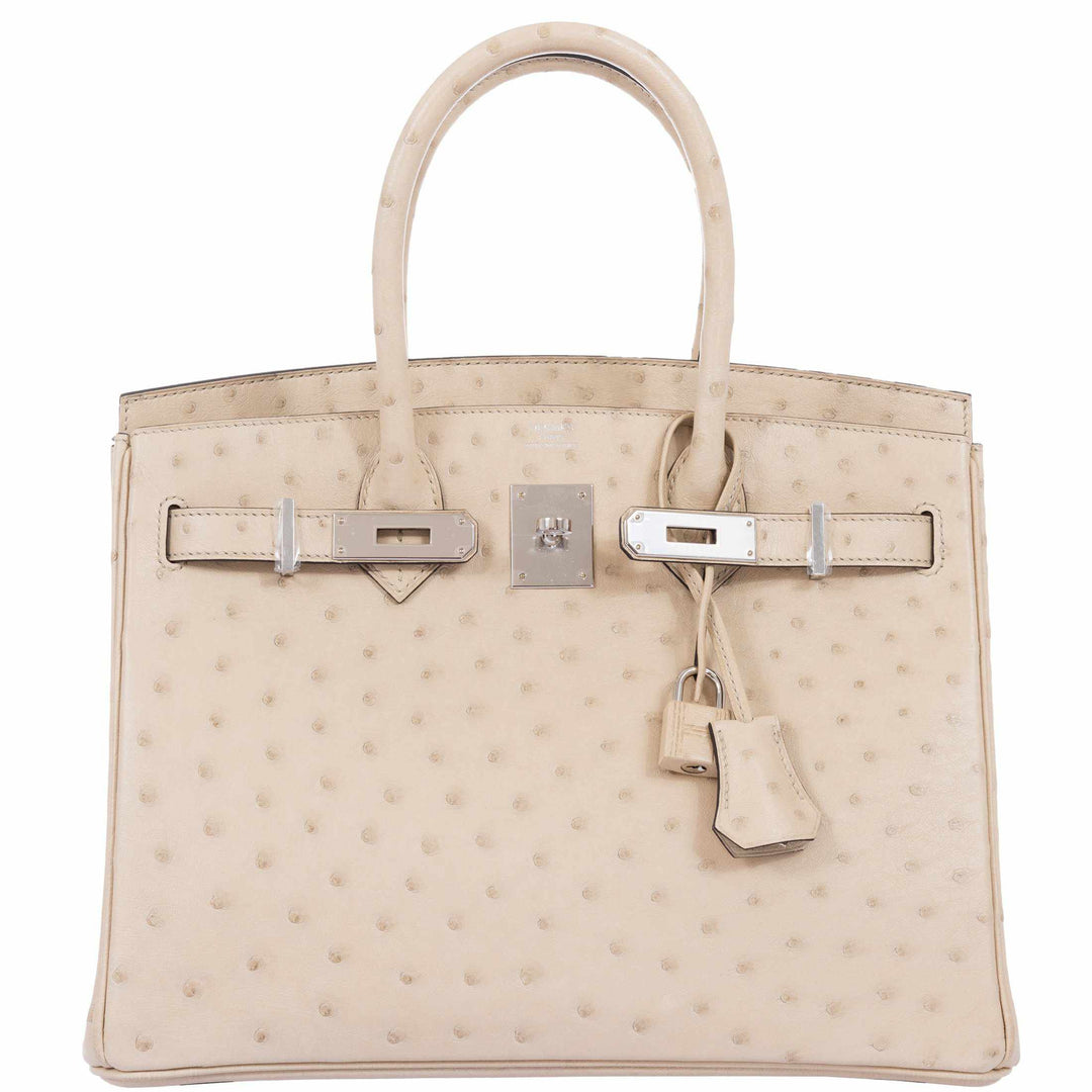Hermes Birkin 30 Parchemin Ostrich Palladium Hardware - 2020, Y