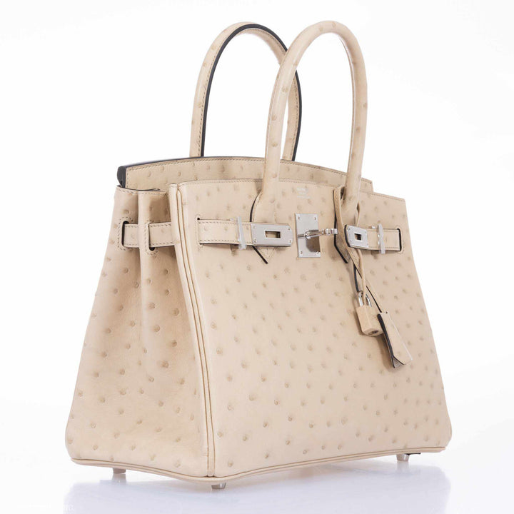 Top quality Hermes Birkin 30 Parchemin Ostrich Palladium Hardware