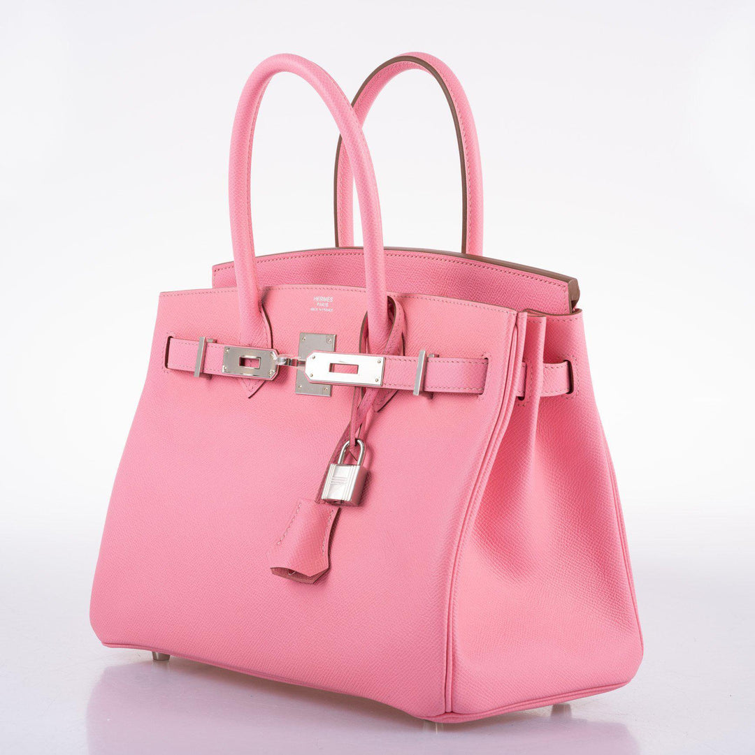 Top quality Hermes Birkin 30 Rose Confetti Epsom Palladium Hardware