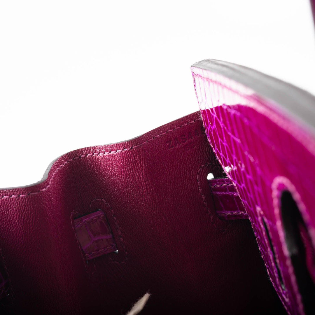 Hermes Birkin 30 Rose Pourpre Shiny Porosus Crocodile Palladium Hardware