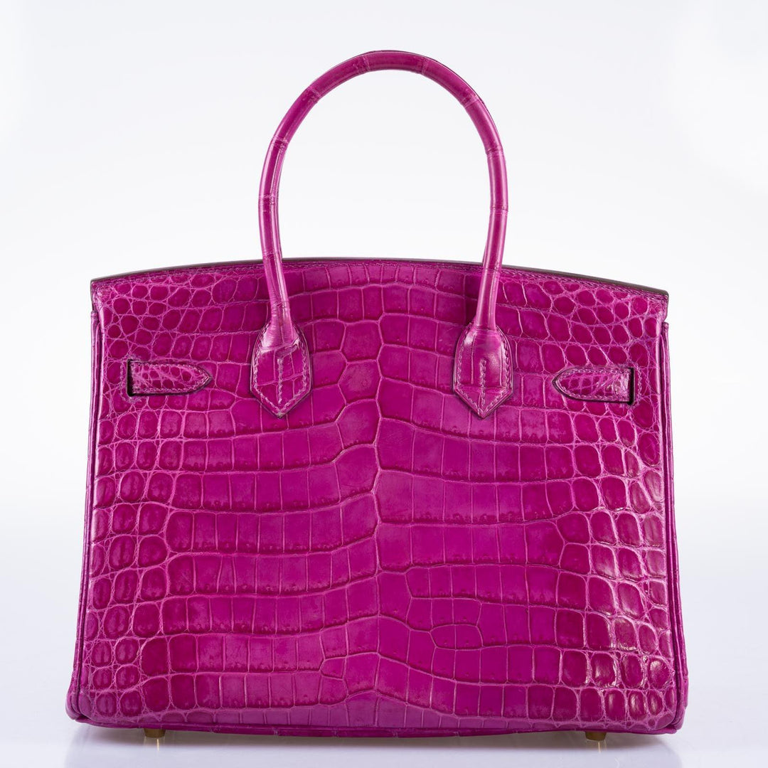 Top quality Hermes Birkin 30 Rose Scheherazade Shiny Niloticus Crocodile Gold Hardware