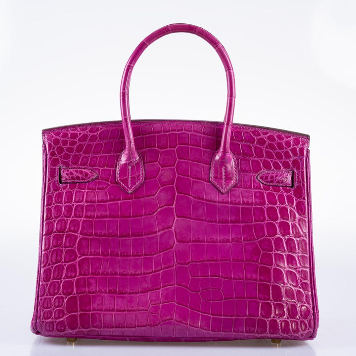 Top quality Hermes Birkin 30 Rose Scheherazade Shiny Niloticus Crocodile Gold Hardware