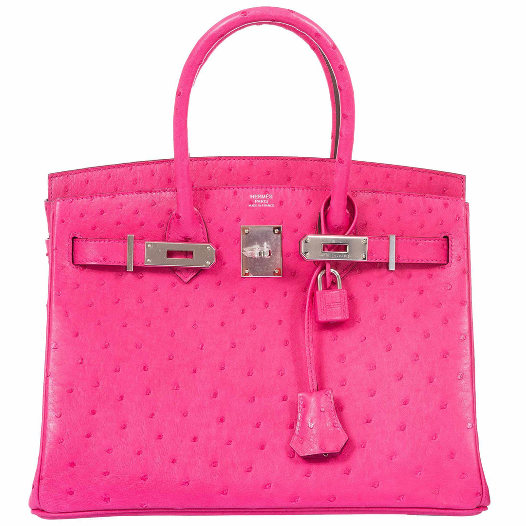 Premium Handmade Hermes Birkin 30 Rose Tyrien Ostrich Palladium Hardware - 2020, Y