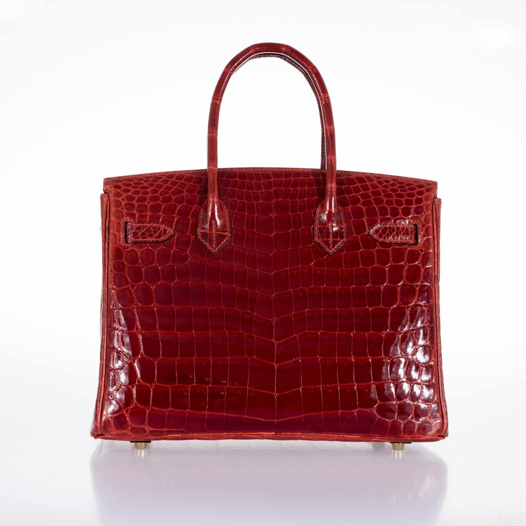 Hermes Birkin 30 Rouge H Niloticus Crocodile Gold Hardware