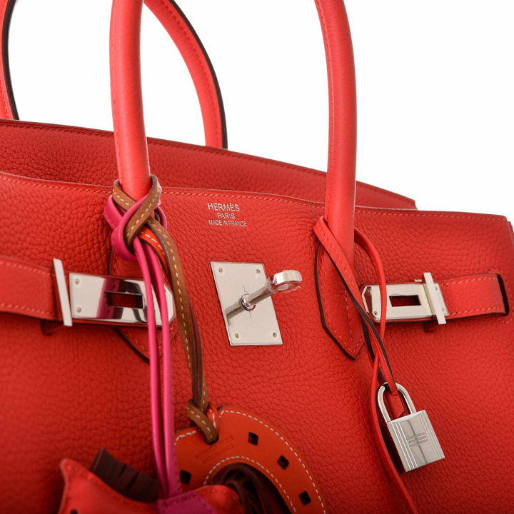 Top quality Hermes Birkin 30 Rouge Pivoine Clemence Palladium Hardware