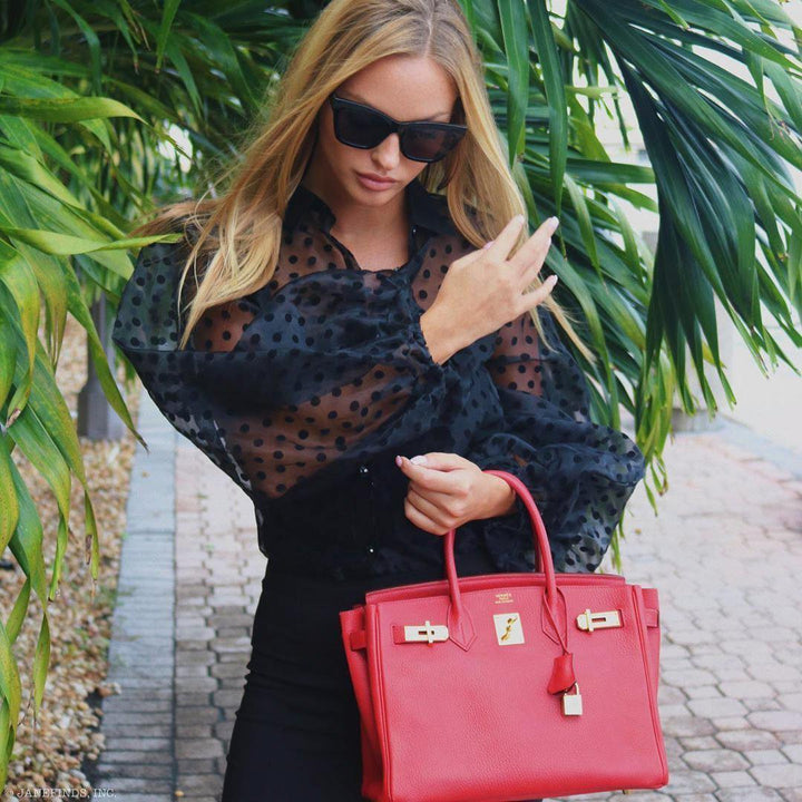 Top quality Hermes Birkin 30 Rouge Vif Ardennes Gold Hardware - 2001, E Square