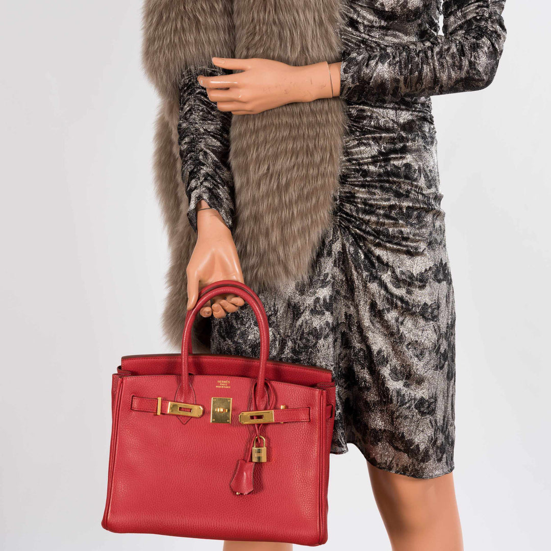 Top quality Hermes Birkin 30 Rouge Vif Ardennes Gold Hardware - 2001, E Square