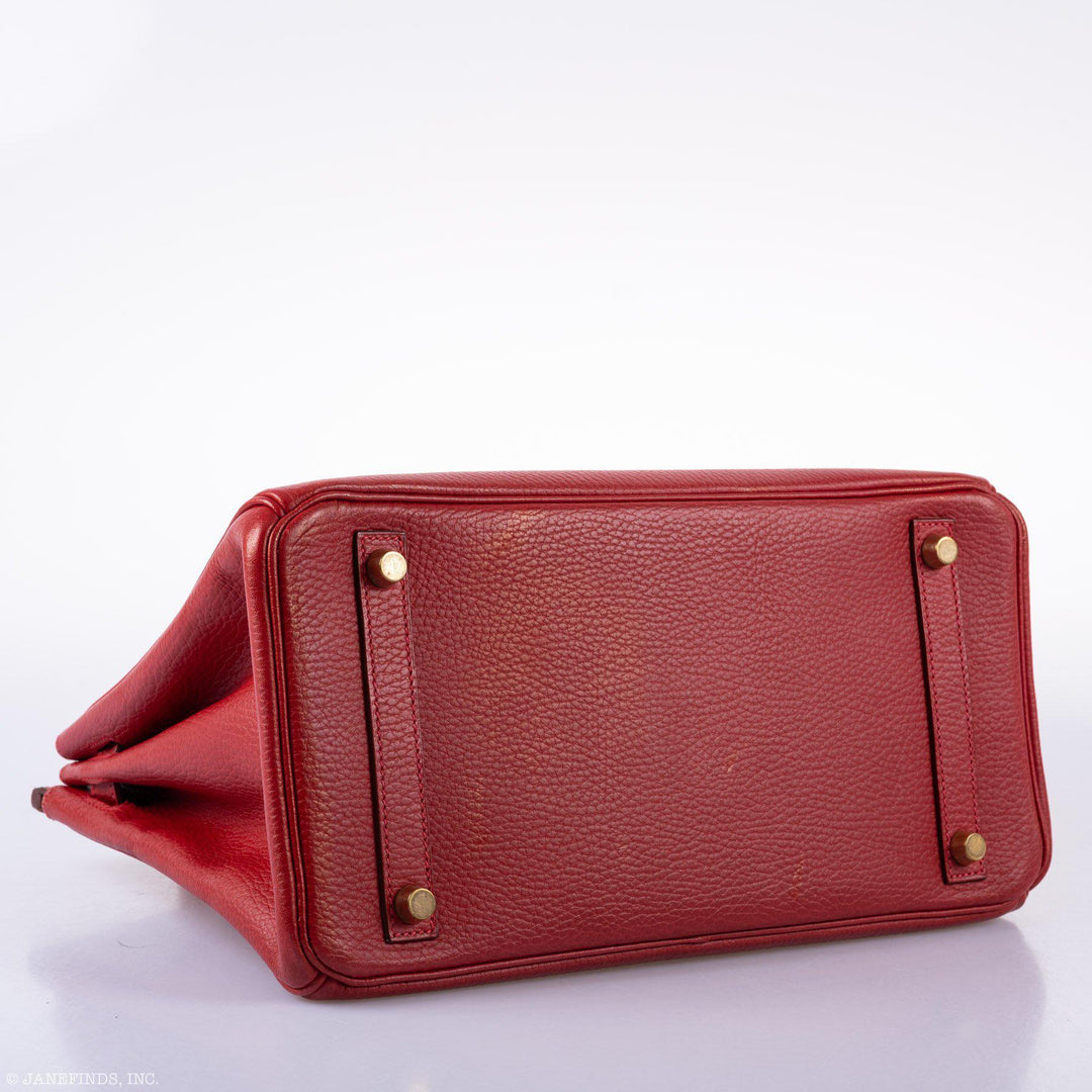 Top quality Hermes Birkin 30 Rouge Vif Ardennes Gold Hardware - Square E