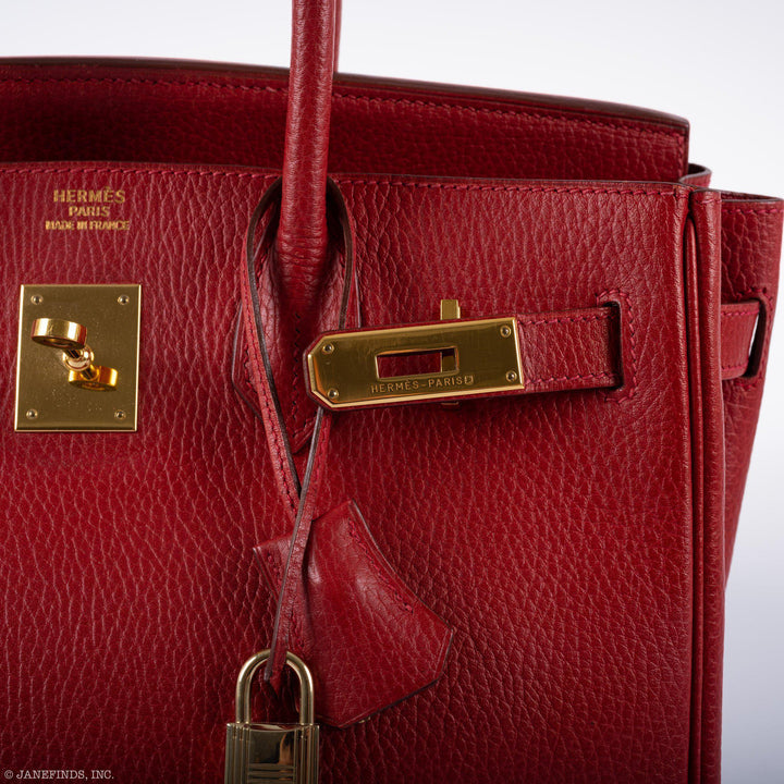 Top quality Hermes Birkin 30 Rouge Vif Ardennes Gold Hardware - Square E