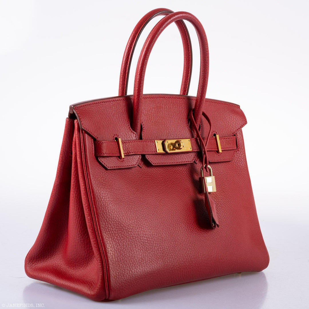 Top quality Hermes Birkin 30 Rouge Vif Ardennes Gold Hardware - Square E