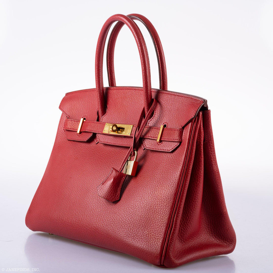 Top quality Hermes Birkin 30 Rouge Vif Ardennes Gold Hardware - Square E