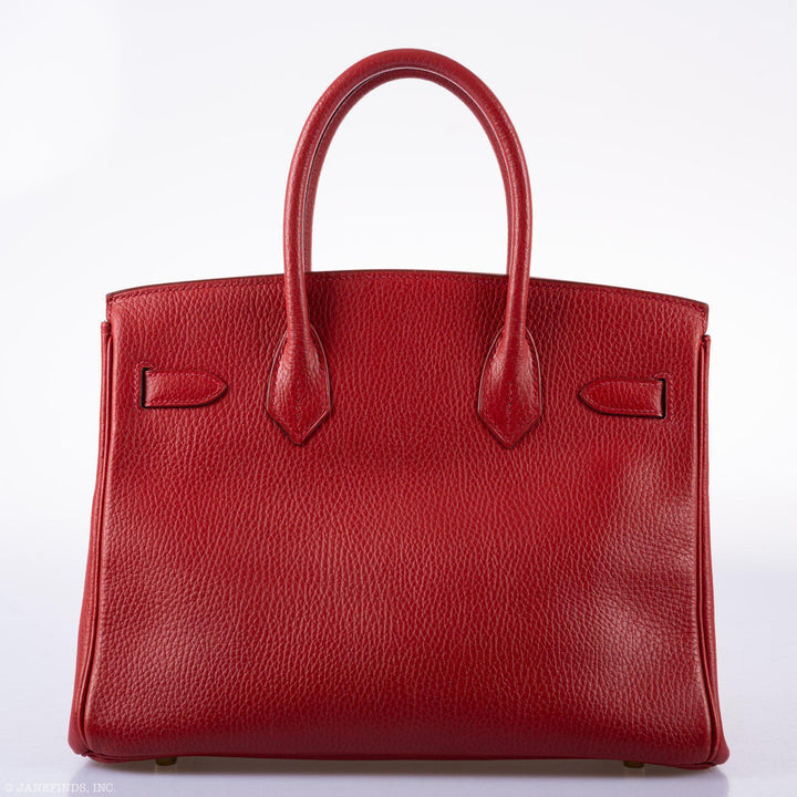 Top quality Hermes Birkin 30 Rouge Vif Ardennes Gold Hardware - Square E