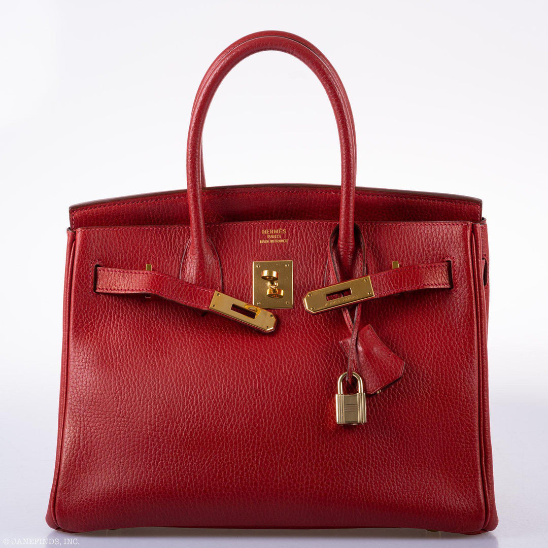 Top quality Hermes Birkin 30 Rouge Vif Ardennes Gold Hardware - Square E